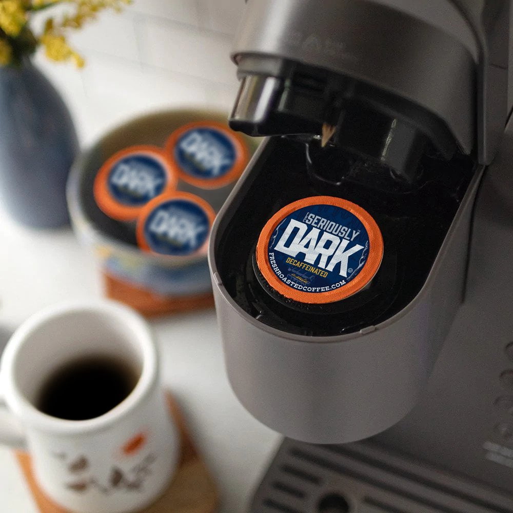 Fresh Roasted Coffee, Seriously Dark Decaf, Dark Roast, K-cup Compatible, 72 Count