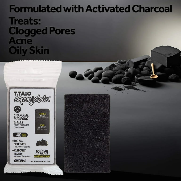 T.Taio, Esponjabon Charcoal Soap Sponge, 4.2 oz, 2 Pack - Walmart.com