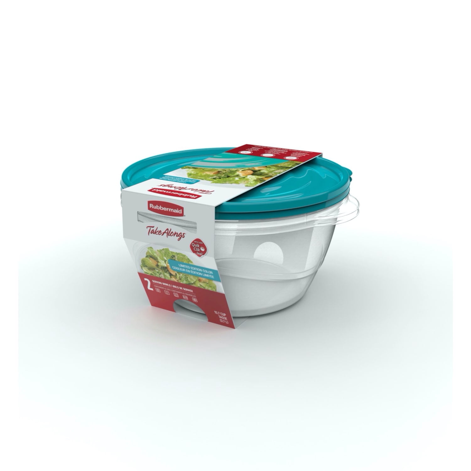 Rubbermaid TakeAlongs 3.7-Litre (15.7 Cup) Round Food Storage Containers, Special-Edition Turquoise Spell Blue, 2 Pack