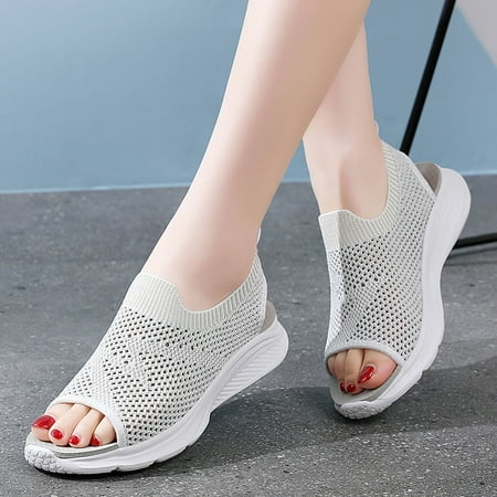 

Sandals Fashion Women Summer Mesh Sport Comfortable Wedges Shoes Beach Peep Toe Breathable Sandals