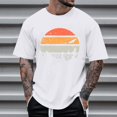 thumbnail image 2 of Rggeeun Men'S T-Shirt Cartoon Elegant Sunset Print Short Sleeve Crew Neck Knit Breathable Relaxed Fit For Workout Versatile Tops,White,S, 2 of 4