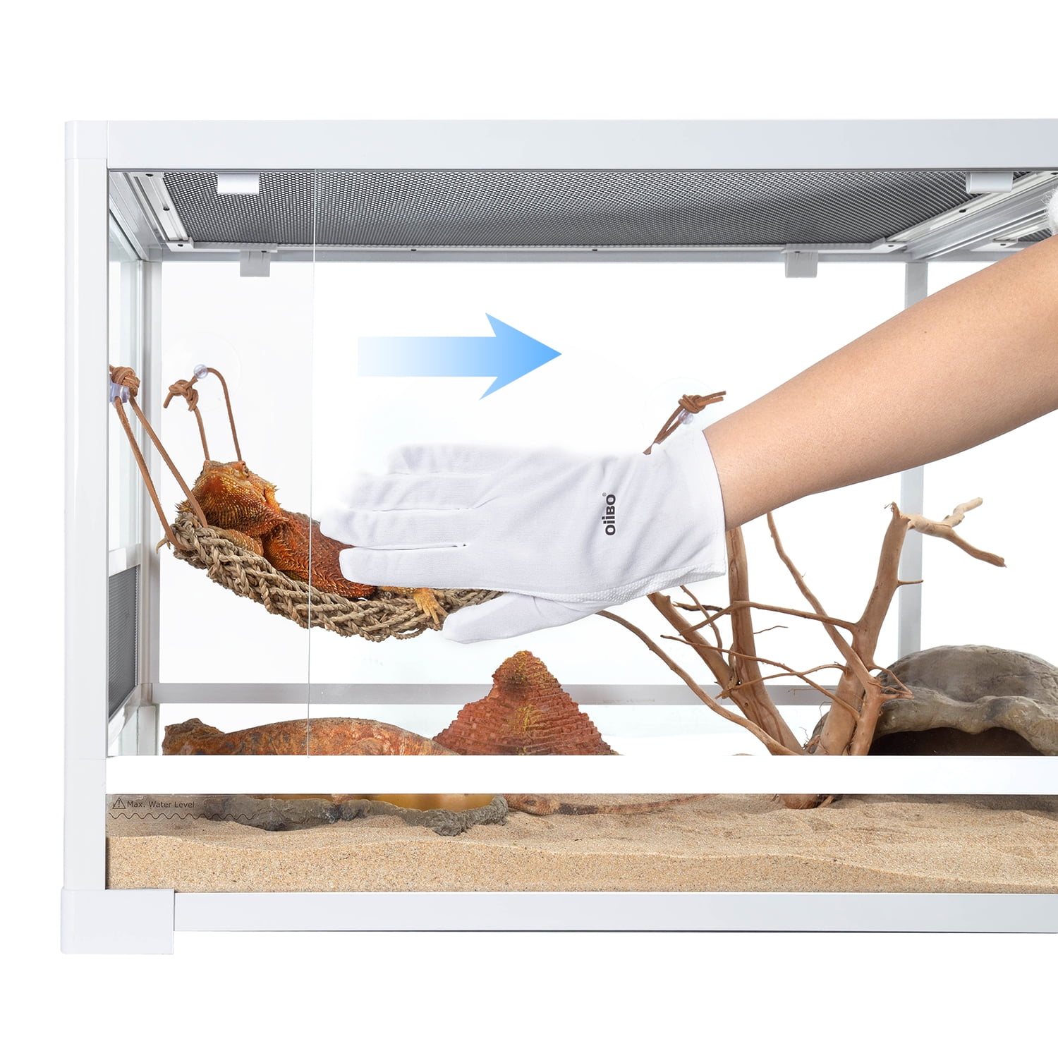 Guzzlo Glass Reptile Tank 64 Gallon, Terrarium with Double Cover Lids, 48x 18 x 18", White