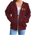 thumbnail image 5 of Halloween Jackets for Women Cute Pumpkin Printed Full Zipper Drawstring Hooded Fashion Spooky Festival Jacket with Pockets Wine XXL, 5 of 7