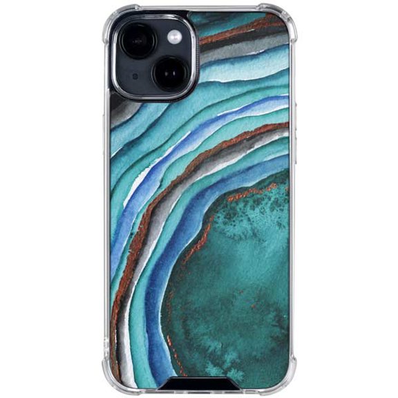 Skinit Turquoise Watercolor Geode iPhone 14 Plus Clear Case