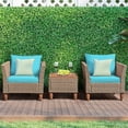 thumbnail image 1 of Patiojoy 3 Piece Outdoor Rattan Sofa Set Wicker Conversation Furniture Set with Turquoise Cushions, 1 of 9