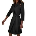 thumbnail image 1 of cfhntfmh Robe Femme 2024 à Manches Longues Portefeuille à Col en V Ceinturée Moulante Formelle de Travail Robe Plissée Cocktail Mini, 1 of 5