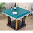 thumbnail image 2 of Rectangular Waterproof Tablecloth,Fitted Solid Color Leather Tablecloth With Lace,Oilproof Stain Resistant Table Cover For Coffee Table Dining Table Mahjong Desk -square Sky Blue-100*100cm, 2 of 7