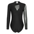 thumbnail image 6 of inhzoy Rhinestones Gymnastics Leotard for Women Mesh Splice Ballet Dance Bodysuit Figure Ice Skating Dance Costume Black S, 6 of 8