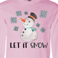 thumbnail image 4 of Inktastic Let It Snow Cute Snowman in Hat and Scarf Long Sleeve T-Shirt, 4 of 5