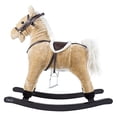 thumbnail image 2 of Happy Trails Rocking Horse Plush Animal on Wooden Rockers with Sounds, Stirrups, Saddle & Reins, Ride on Toy, Brown, 2 of 5
