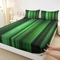 thumbnail image 3 of Homewish Geometric Lines Queen Sheet Sets,Minimalist Stripes Aesthetic Flat Sheet,Green Black Queen Fitted Sheet For Boys Kids,Super Cozy Room Decor,4 Pieces, 3 of 7