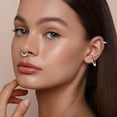 thumbnail image 3 of 2pcs Nose Rings Hoops for Women-G23 Solid Titanium and 316L Surgical Steel Segment Septum Nose Rings sets,Helix Piercing Jewelry16G 8mm 10mm Teardrop Moon Face Cartilage Clicker Hoop Earrings, 3 of 5