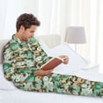 thumbnail image 5 of Bingfone Men's Pajama Set 2 Piece Loungewear PJs, Long Sleeve with Pajama Pants-Colorful Hawaii Palms, 5 of 7