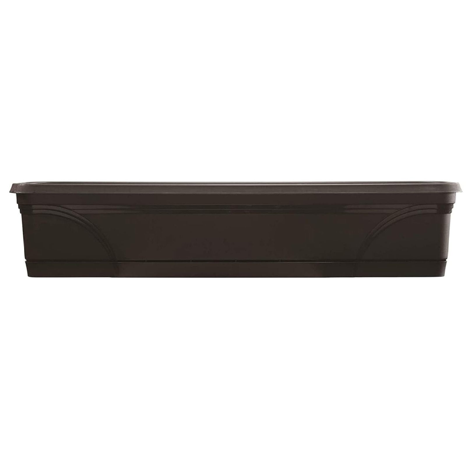 36 Inch Rectangular Indoor Outdoor Medallion Hanging Windowsill Garden Box Planter, Black (2 Pack)