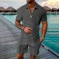 thumbnail image 3 of PEASKJP Polo Shirts for Men and Shorts Set Summer Outfits Casual Short Sleeve Suit 2 Piece Shorts Tracksuit Set (Black,M), 3 of 5