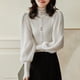 thumbnail image 5 of Suéter de mujer de punto con base de manga farol y cuello alto con diseño de hongo negro estilo femenino elegante de otoño e invierno, 5 of 6