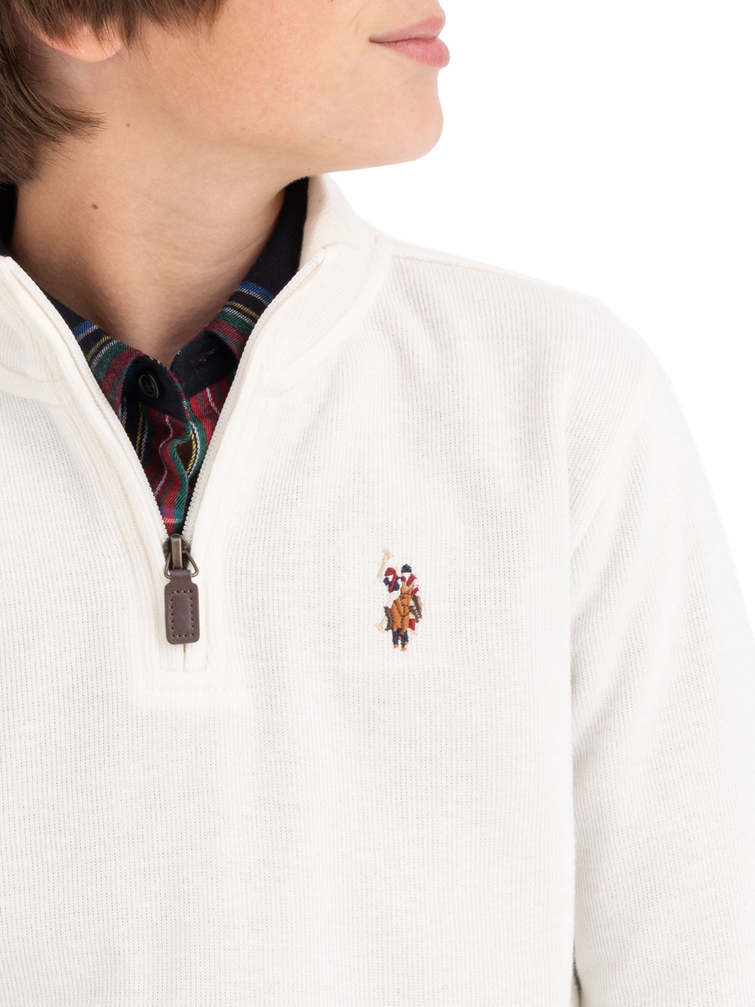 U.S. Polo Assn. Boys Flatback Rib Quarter Zip, Sizes 4-18