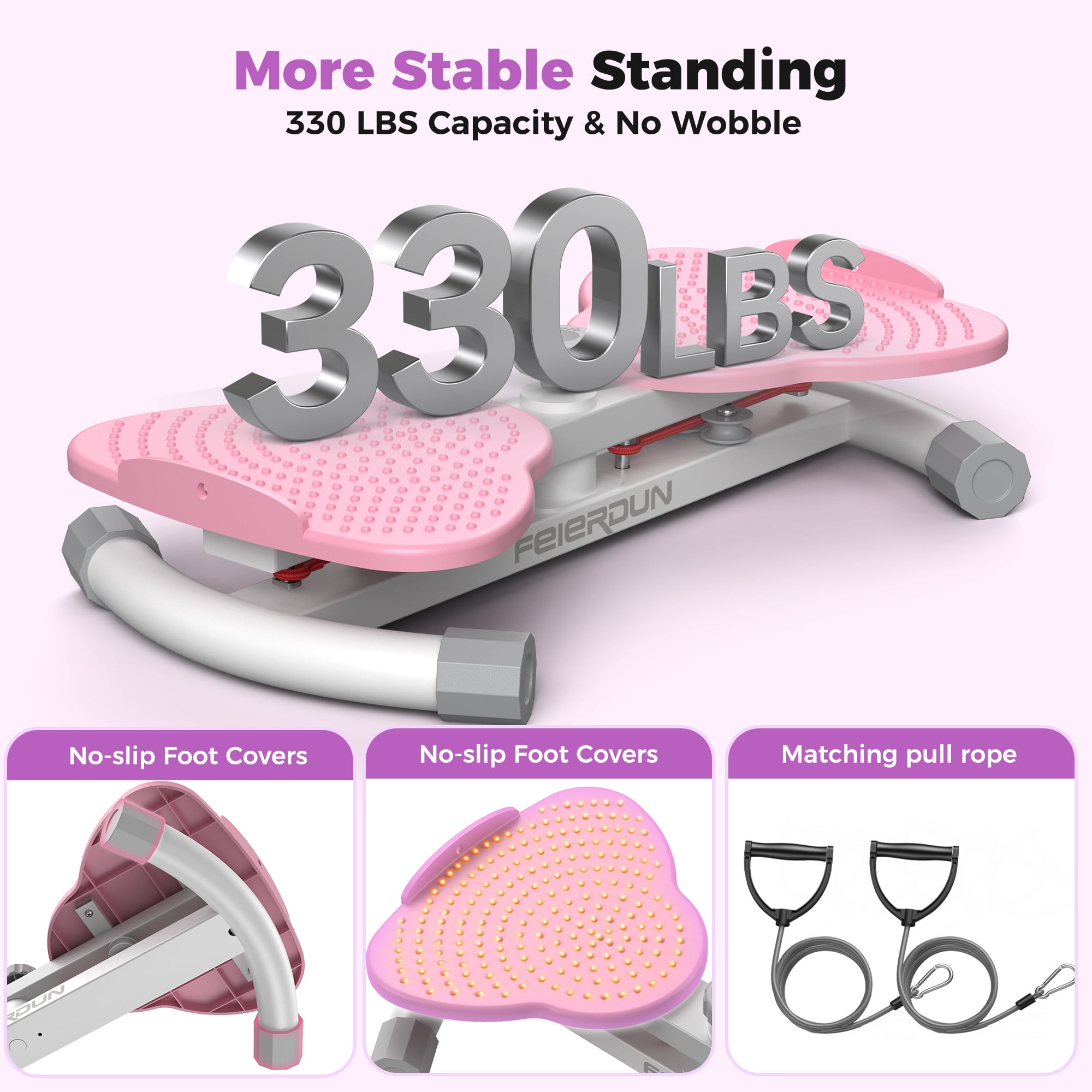 UPGO Slim Waist Twister - 330 lbs Silent Ab Toner Machine for Women, Core Workout Board, Home Gym Equipment for Hourglass Figure & Love Handle Reduction, Pink