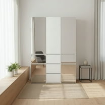 Elise Modular Wood Closet System with Mirror in White