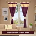 thumbnail image 5 of Handmade 6-Piece Blended Raw Silk Curtain & Cushion Cover Set -&nbsp;Maroon Gold&nbsp;Tab Top Design, Machine Washable -&nbsp;43"W x 84"L Panels,2 Covers - Perfect for Living & Dining Rooms, 5 of 6