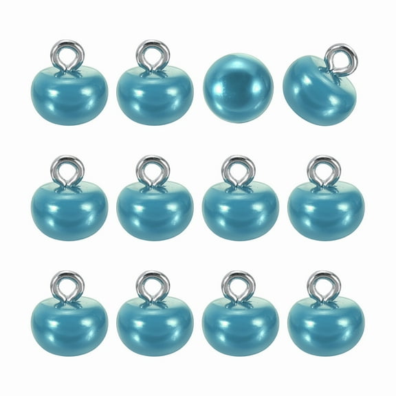 12pcs 16L Round Faux Pearl Buttons 10mm 3/8" Half Ball Dome Metal Shank Sewing Buttons Replacement DIY Small Button for Clothing Bridal Wedding Dress DIY Crafts, Dark Blue