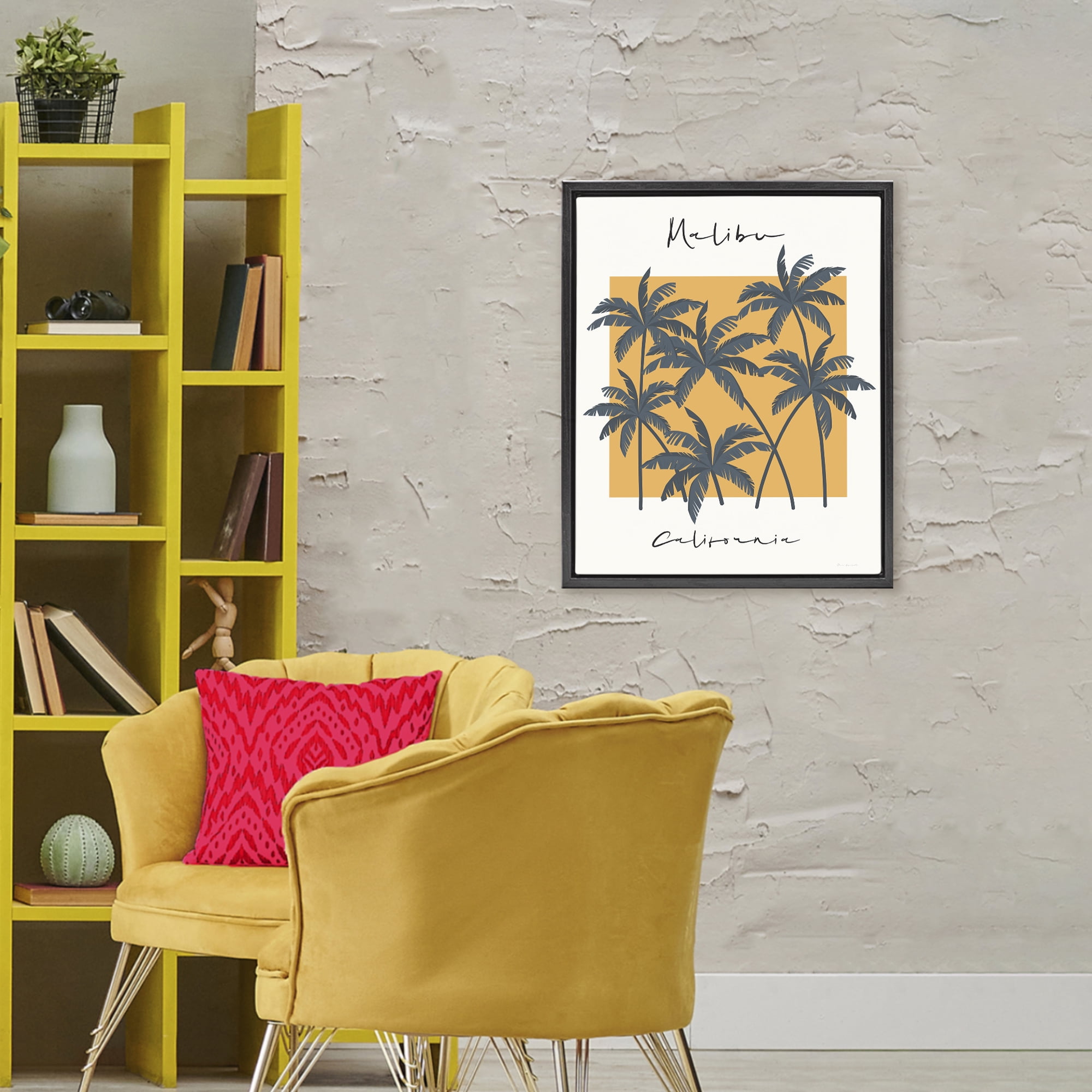 Stupell Industries Malibu Retro Vibe Black Framed Floater Canvas Wall Art, design by Omar Escalante