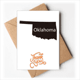 thumbnail image 1 of Oklahoma Estados Unidos usa mapa silueta Nota en blanco del sobre de la tarjeta de agradecimiento, 1 of 4
