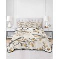 thumbnail image 3 of Yellow Grey Botanical Twin Size Down Alternative Comforter, Lightweight Comforter Quilt Bedding Set with Pillow Shams Spring Floral Summer Birds Retro All Seasons Bed Comforter Duvet Insert 68"x86", 3 of 7