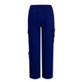 thumbnail image 5 of WTOBBY Women's Casual Fashion Solid Color Elastic Waist Drawstring Pockets Wide Leg Straight Pants, Day-to-Day Comfort Trousers,Dark Blue L, 5 of 7
