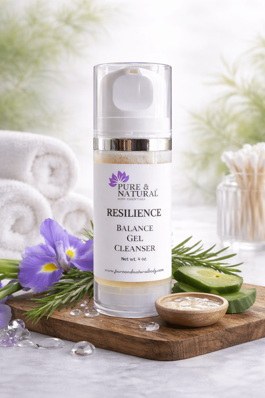 Pure & Natural Body Essentials Resilience Gentle Face Wash for Sensitive Skin, Lightweight Daily Cleanser Gel, 3.4 oz