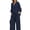 Dark Blue, variant on 2Pcs/Set Women's Elegant Suit Cotton Linen Breathable Stylish Casual Long Sleeve Suit Spring Autumn Supply
