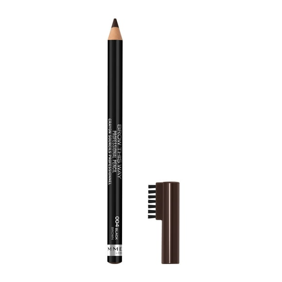 Rimmel Brow This Way Professional Eyebrow Pencil, 004 Black Brown, 0.05 oz