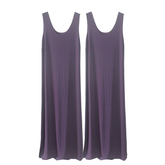 SWSMCLT Women's 2 Pack Nightgown Backless Calf Length Lounge Stretchy Night Gown Nightshirt Sleeveless Sleepshirt Sleep Dress Lightweight violet Medium