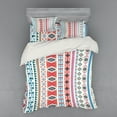thumbnail image 2 of Tribal Duvet Cover Set, Geometric Motifs Pattern Vertical Striped Background Design, Bedding Set with Shams and Fitted Sheet, 3 Sizes, by Ambesonne, 2 of 3