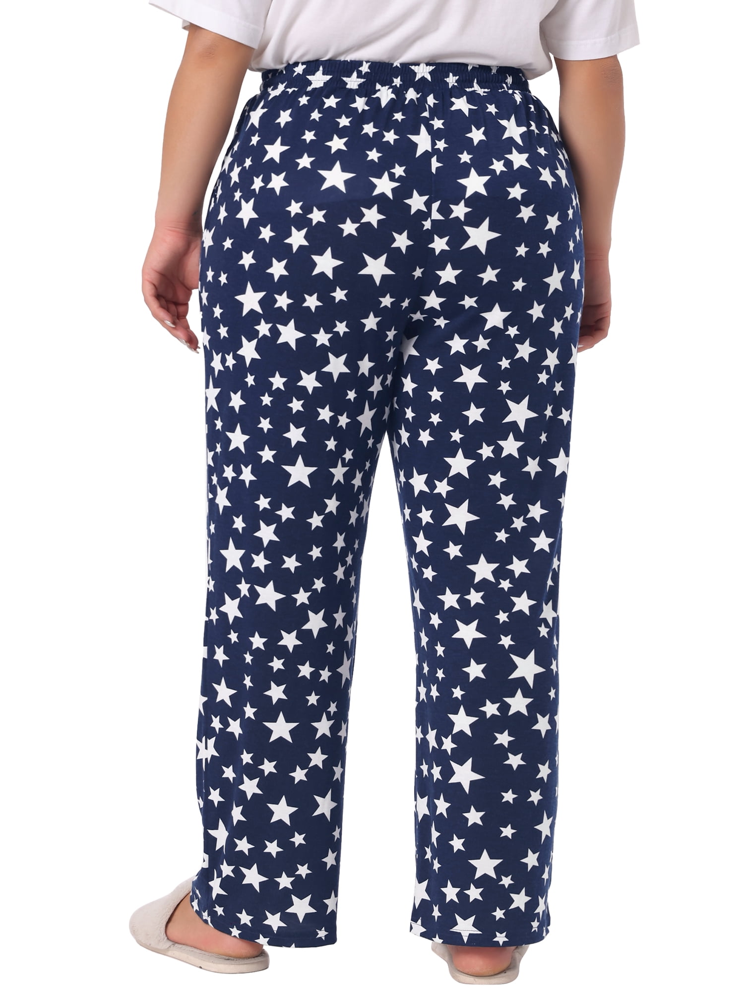 DARING DIVA Women's Plus Pajama Pant Comfy Star Print Nightwear 2X Navy Blue