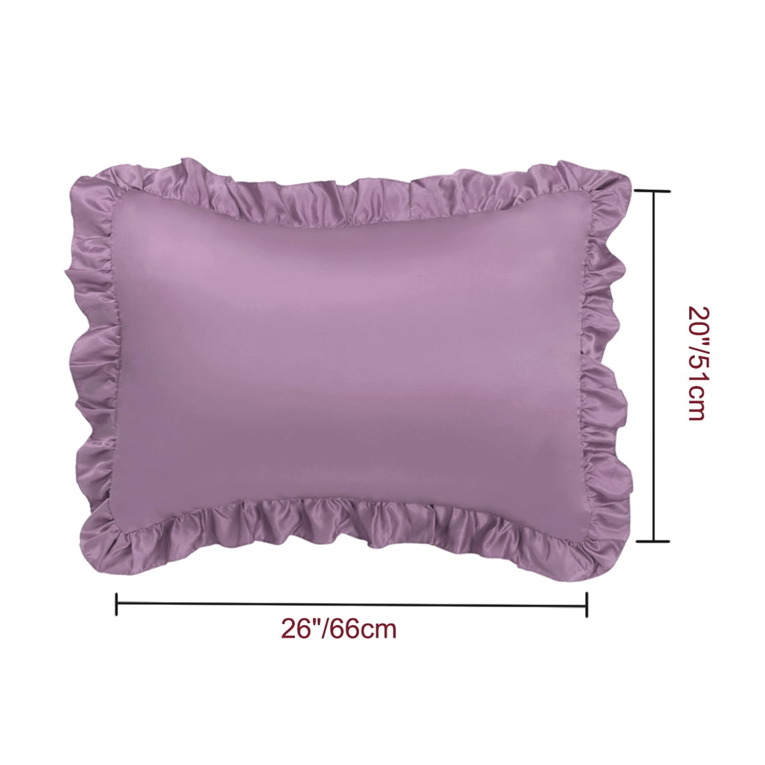 Unique Bargains 4-Piece Satin Ruffled Edge Pillow Shams, Standard, Mauve