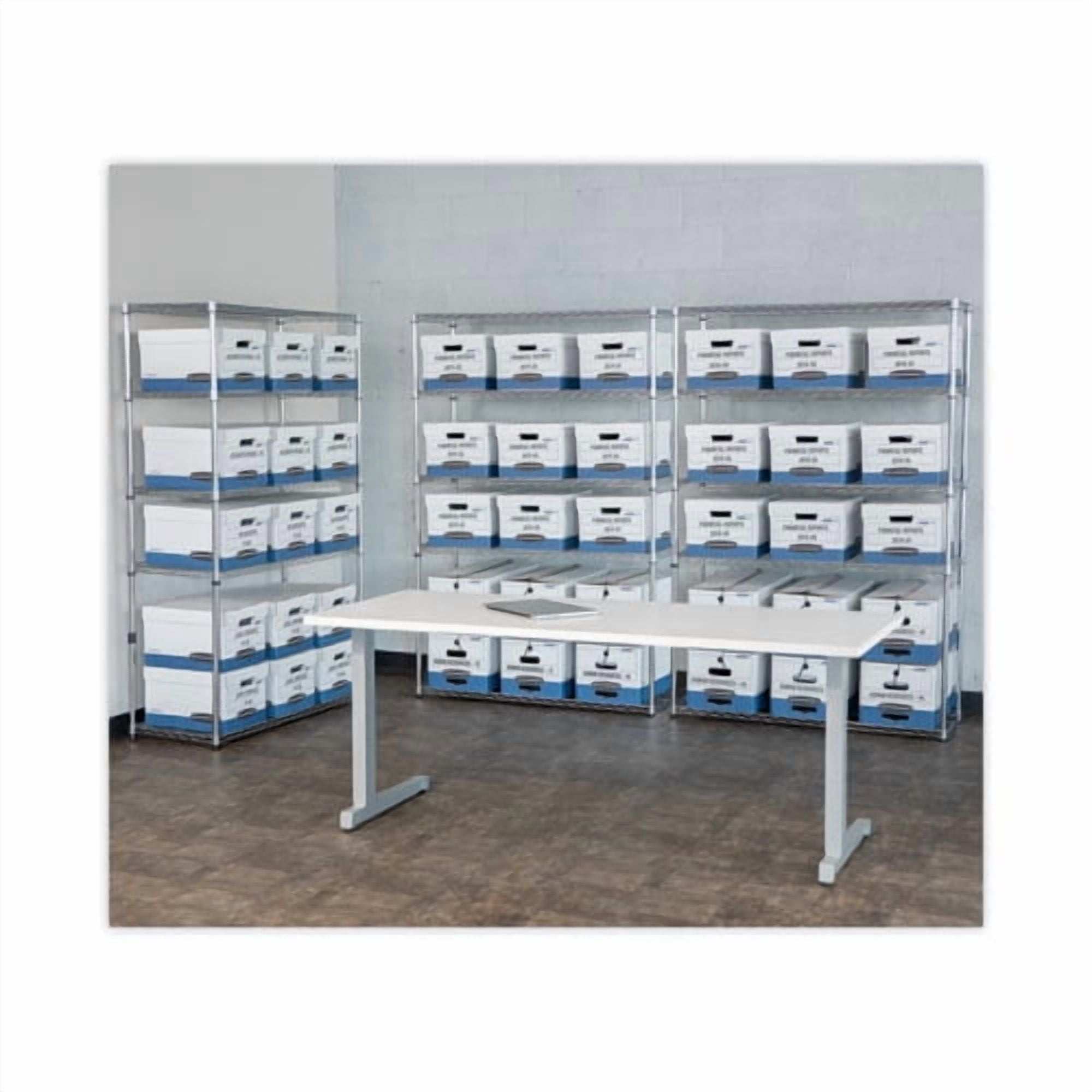BANKERS BOX HANG'N'STOR STORAGE BOX LETTER/LEGAL LIFT-OFF LID WHITE/BLUE 4PK