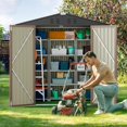thumbnail image 3 of Shed 6 x 4 FT, Lofka Galvanized Metal Outdoor Storage Shed with Double Lockable Doors, Outdoor Shed for Backyard Patio Lawn, Brown, 3 of 10
