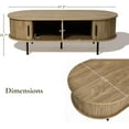 thumbnail image 4 of LuxenHome Oval Coffee Table with Storage, 47" Mid Century Modern Fluted Coffee Tables for Living Room, Wooden Sliding Door Boho Storage Center Table for Home, Office, 4 of 14