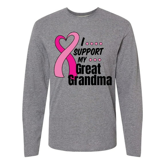 Inktastic Breast Cancer Awareness I Support My Great Grandma Long Sleeve T-Shirt
