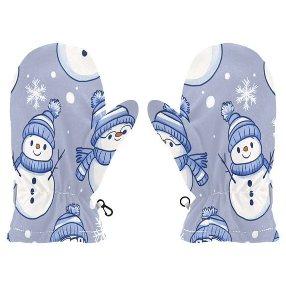 Cozy Kids Winter Gloves with Adjustable Fit,Winter Snowman Pattern Perfect for Outdoor Fun