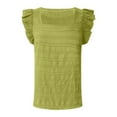 thumbnail image 4 of SHITINN Athletic Tops for Women 3d Print Tops for Women Women's Square Neck Ruffled Sleeve Top Solid Pleated Summer Flowy Blouse Shirt Tank Dressy Casual, 4 of 5