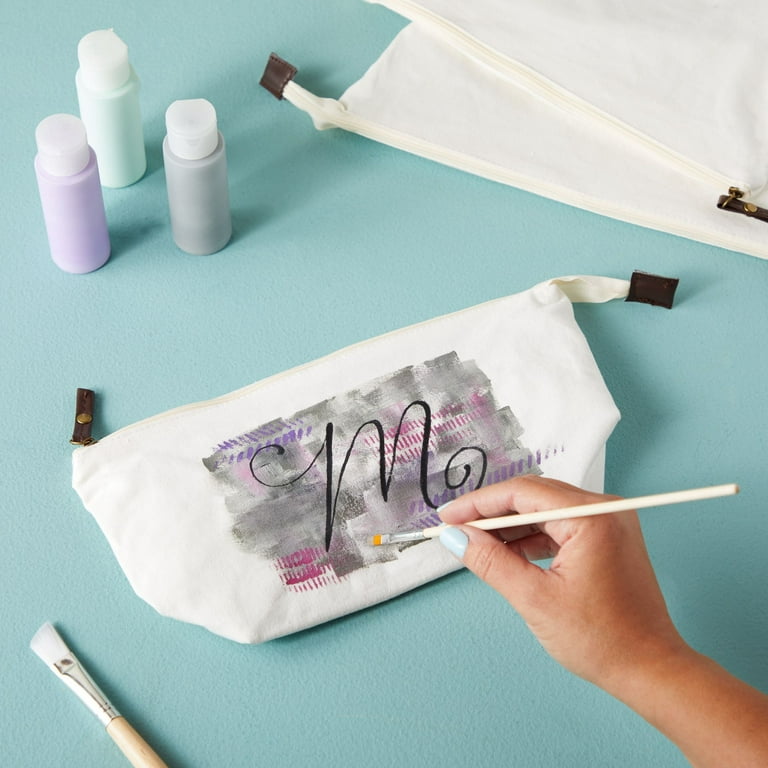 Blank Makeup Bags, 6 Pack DIY Craft Canvas Pencil Case, Pouch Bulk