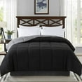 thumbnail image 1 of cosybay Couette Alternative au Duvet (Noir Gris, Lit Simple) - Couette de Lit Matelassée Douce Toutes Saisons Format Lit Simple - Insert de Couette Réversible Léger avec Pattes d'Angle - Chaude et Moelleuse pour l'Hiver et l'Été, 64x88 Pouces, 1 of 1