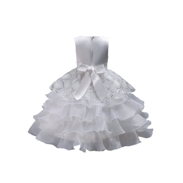 Bellella Filles Parti Robes Sans Manches Princesse Robe de Bal Robe Midi Crew Cou Kid Fille Blanc 110
