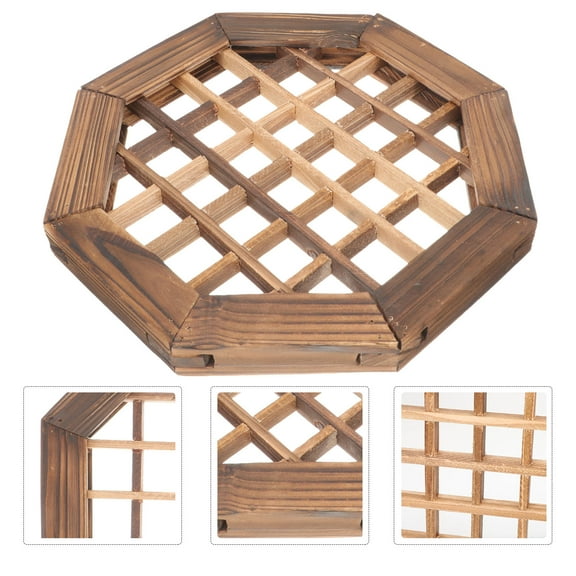 WINOMO Grid Design Decorative Window Frame Wooden Home Decor 1 Pcs