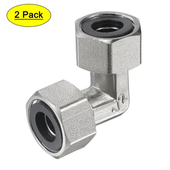 Pipe Fitting Elbow G1/2 Female Thread 2 Way L Shape Hose Connector Adapter Nickel-Plated Copper 2pcs
