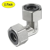 Pipe Fitting Elbow G1/2 Female Thread 2 Way L Shape Hose Connector Adapter Nickel-Plated Copper 2pcs