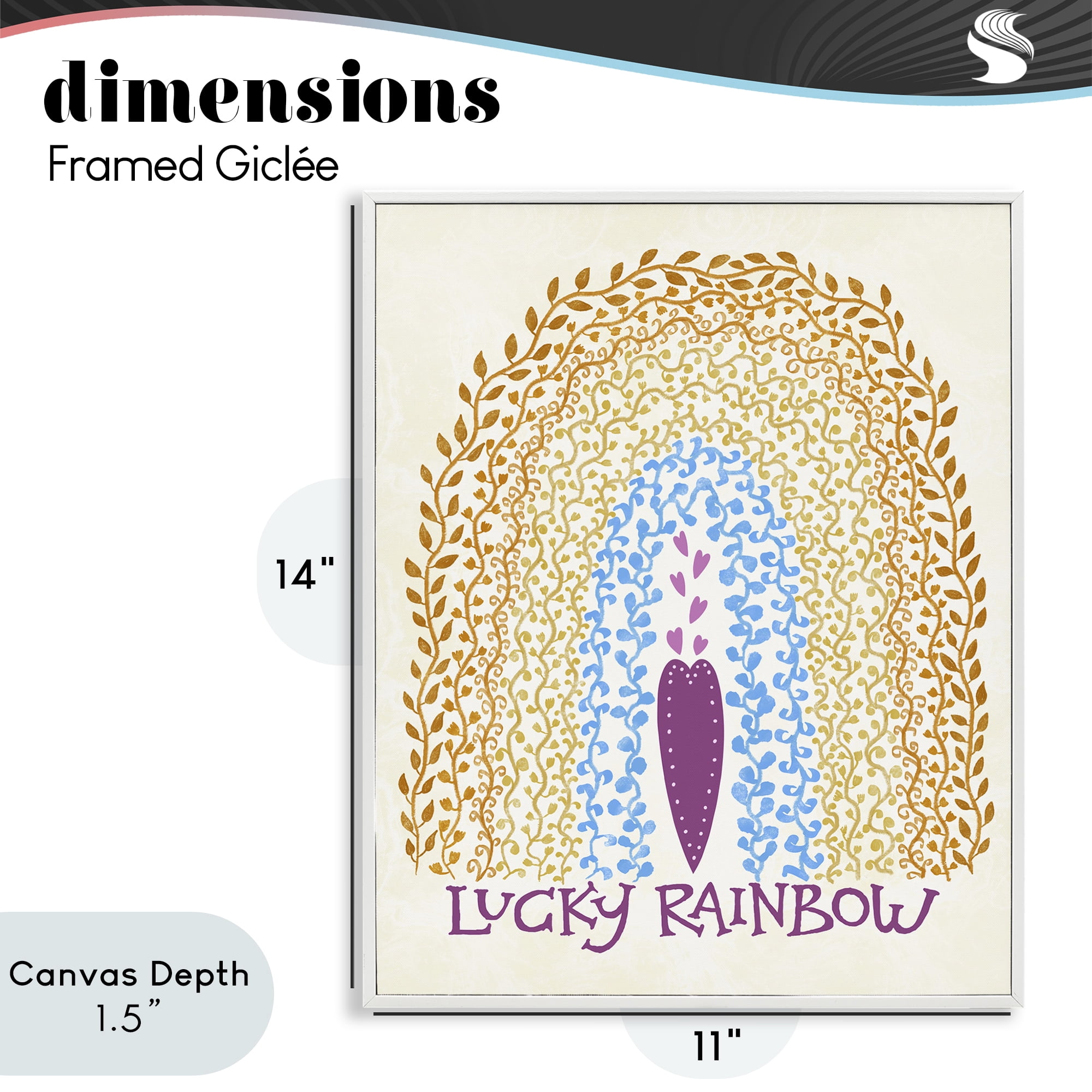 Stupell Industries Boho Lucky Rainbow White Framed Giclee Art, design by Connie Summers