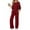 Wine, variant on Wutalume Women's Cozy Home Wear 2-Piece Pajama Set, Comfortable Top and Relaxed Fit Pants, Soft Loungewear Outfit,Army Green L
